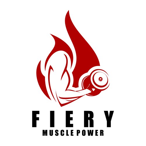 Fiery muscle power logo design suitable vector image