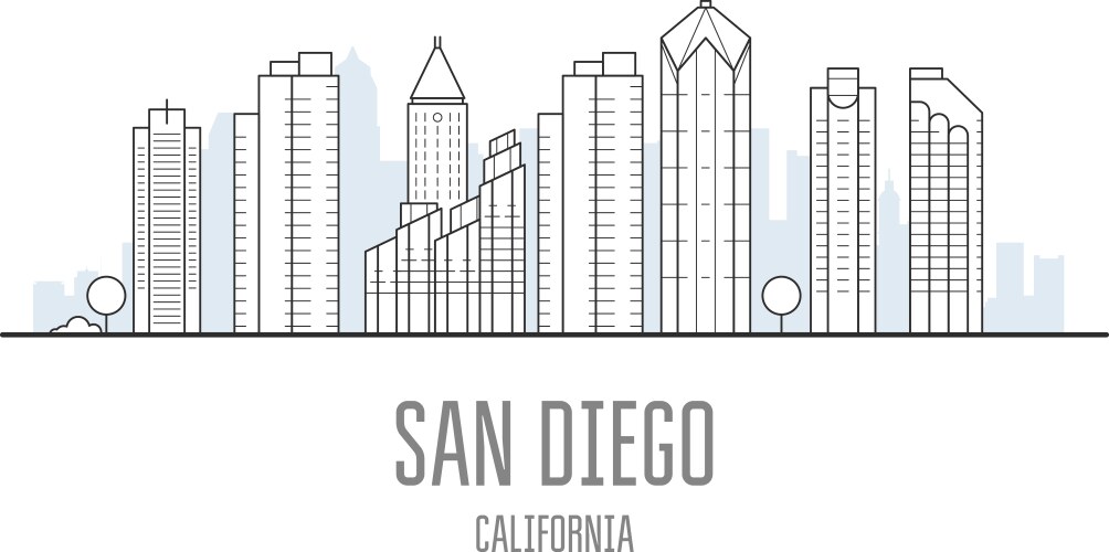 San diego city skyline - skyscrapers vector image