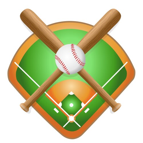 baseball leather ball and wooden bats on field vector image