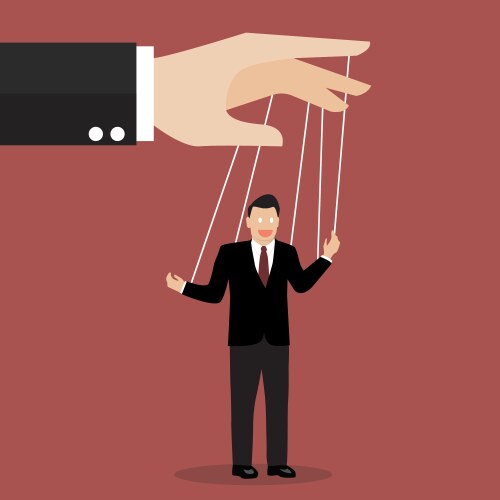 Businessman puppet on ropes vector image