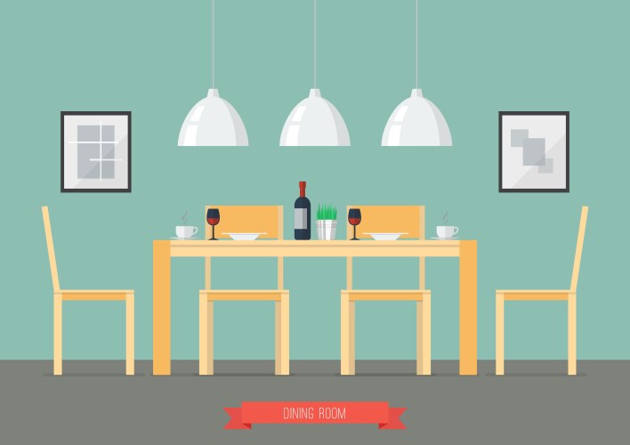 Flat design interior dining room vector image