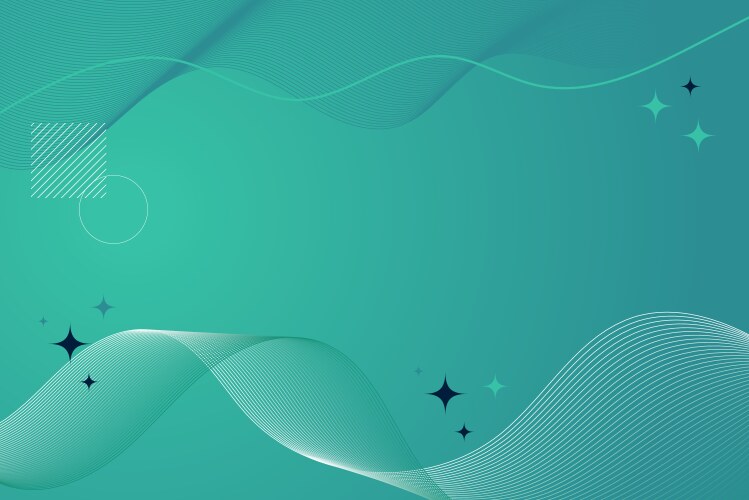 Abstract flowing green wave lines with stars vector image