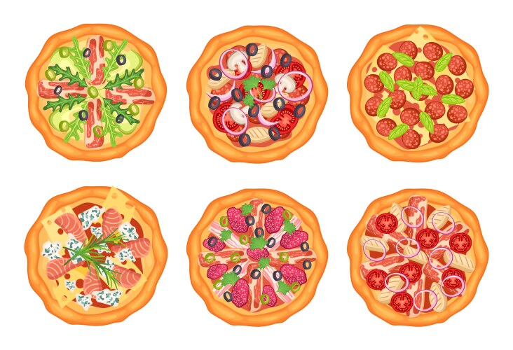 Top view pizza for menu in restaurant meal vector image