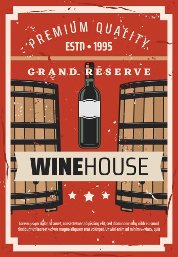 Wine house winemaking bottle and barrel vector image