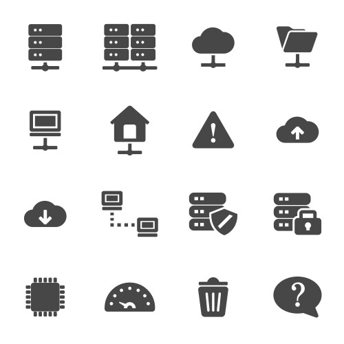 Black ftp icons set vector image