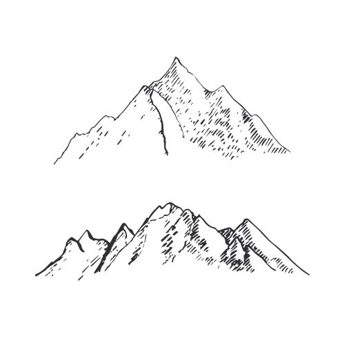 Mountains set hand drawn rocky peaks vector image