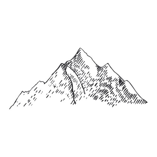 Mountains set hand drawn rocky peaks vector image