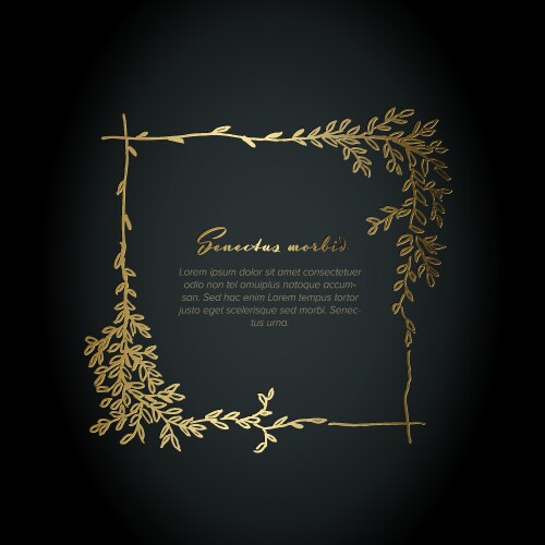 Minimalist golden square floral flyer vector image