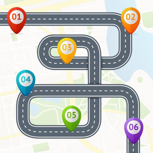 road infographic with location mark elements vector image