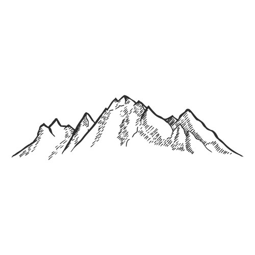 Mountains set hand drawn rocky peaks vector image