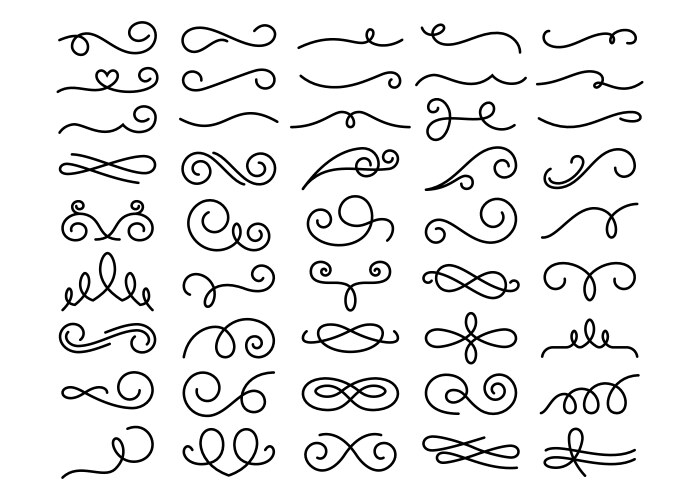 calligraphic swirl line flourish ornament vector image