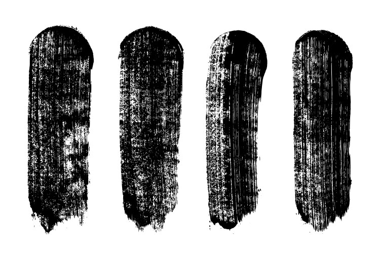 Set of black brush strokes isolated on white vector image