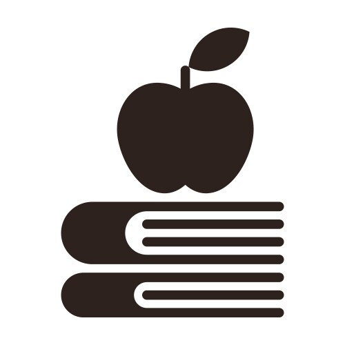 Apple on a books - education symbol vector image