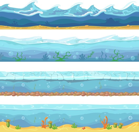 Water waves or ocean sea seamless vector image