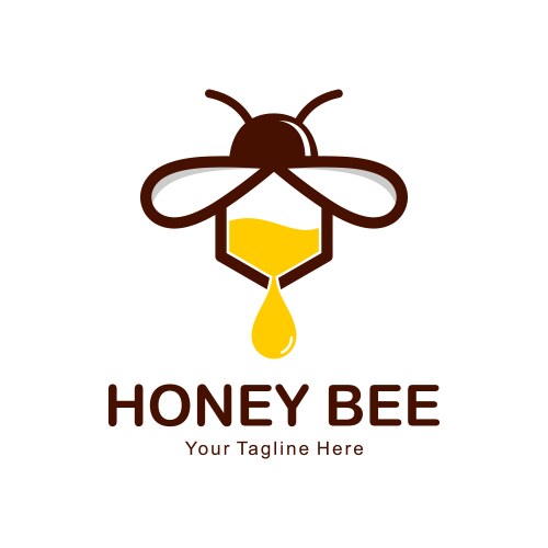 Honey bee flat style logo vector image