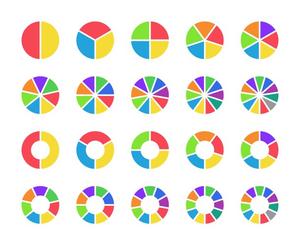 Pie chart circle graph with section from 1 to 11 vector image