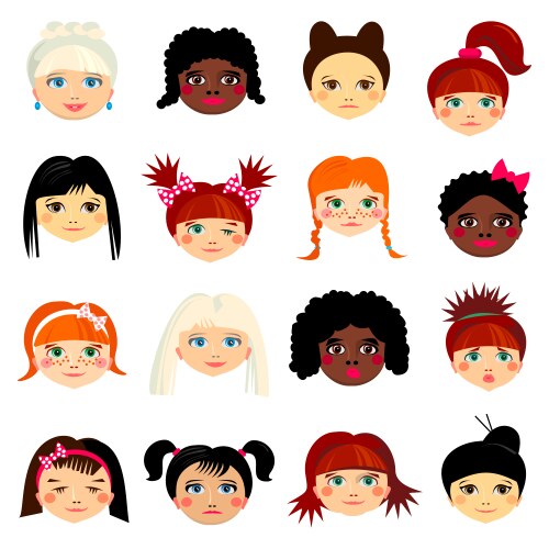 avatar set with womens of different ethnicity vector image