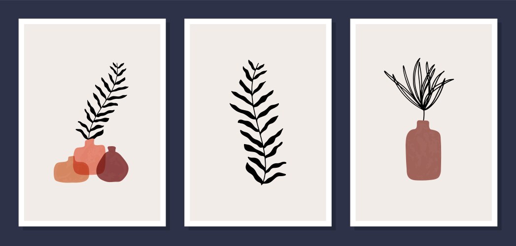 Set 3 modern aesthetic posters for home decor vector image