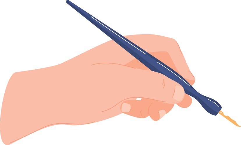 Closeup hand holding paintbrush painting action vector image