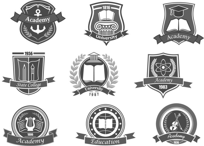 College or university icons emblems set vector image