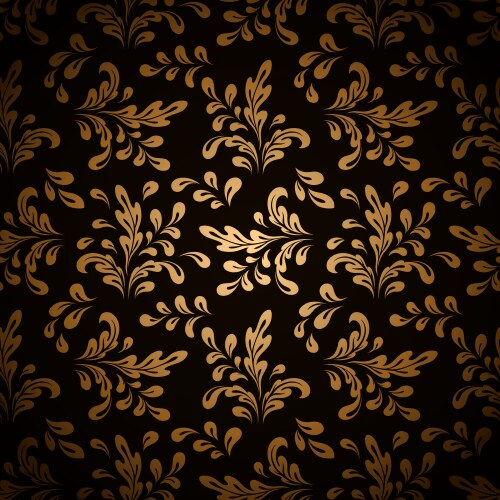 Gold leaves on black vector image