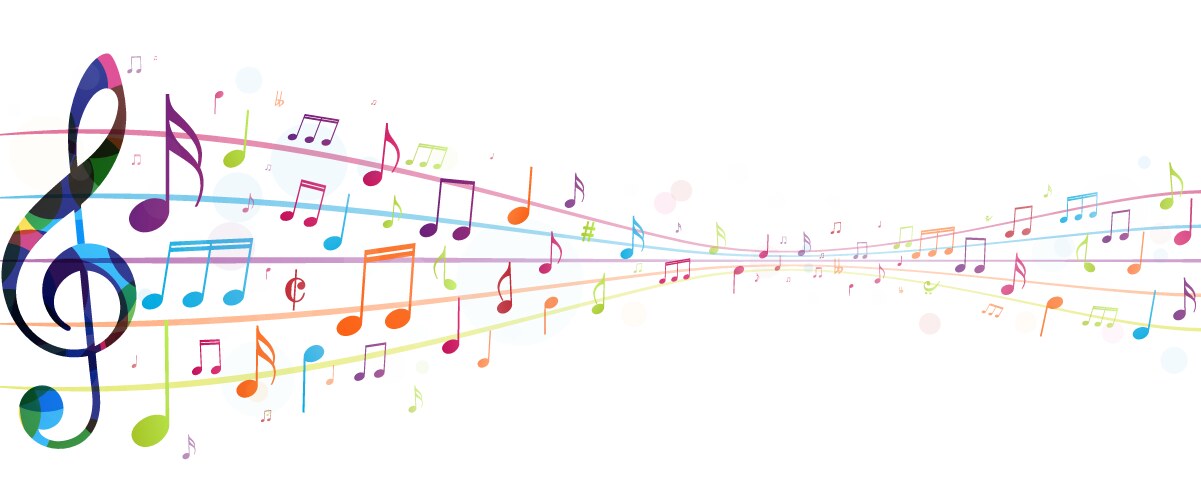 Colorful music notes background vector image