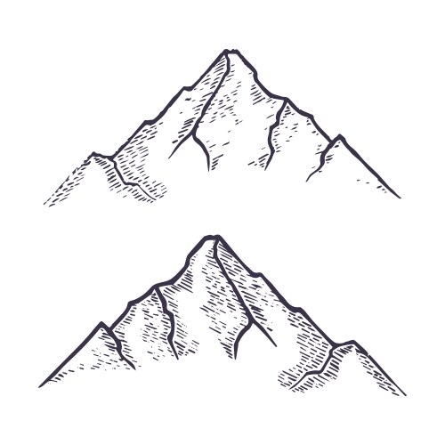 Mountains set hand drawn rocky peaks vector image