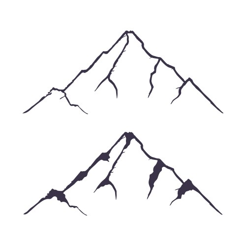 Mountains set hand drawn rocky peaks vector image