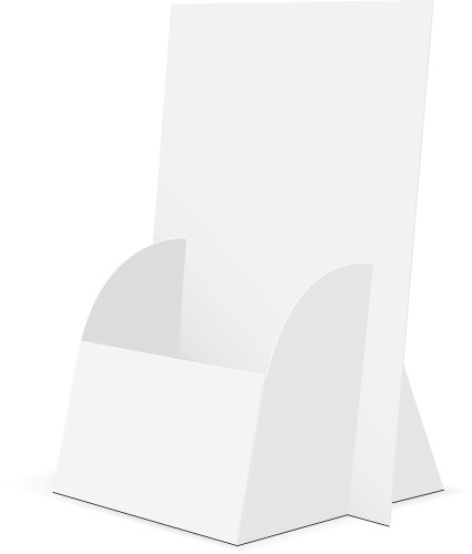 Cardboard brochure display stand - half side view vector image