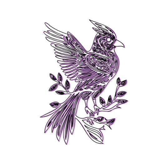 Intricate line art cardinal bird on branch vector image