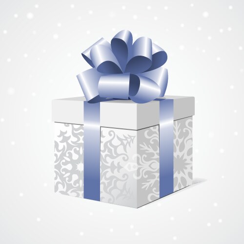 Silver gift box with a blue bow vector image