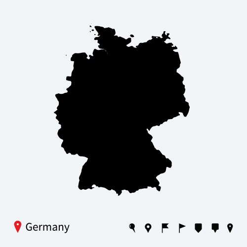 High detailed map of germany with navigation pins vector image