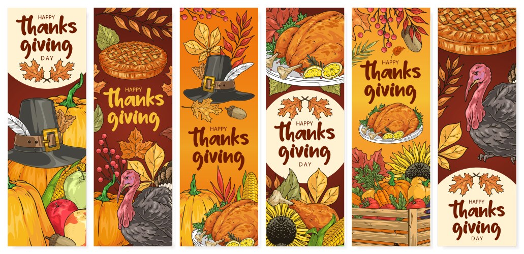 Thanksgiving festival colorful set stickers vector image