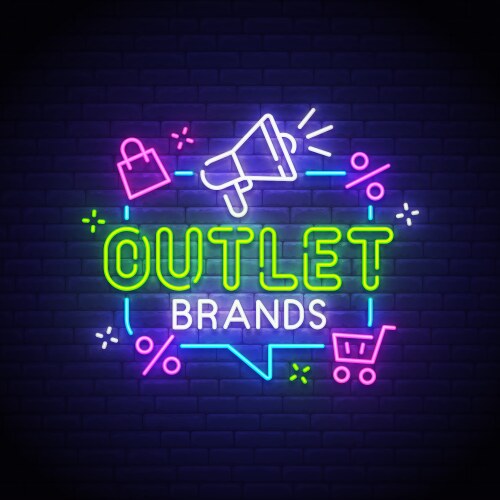 Outlet neon sign logo vector image