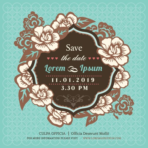 vintage floral wedding invitation vector image