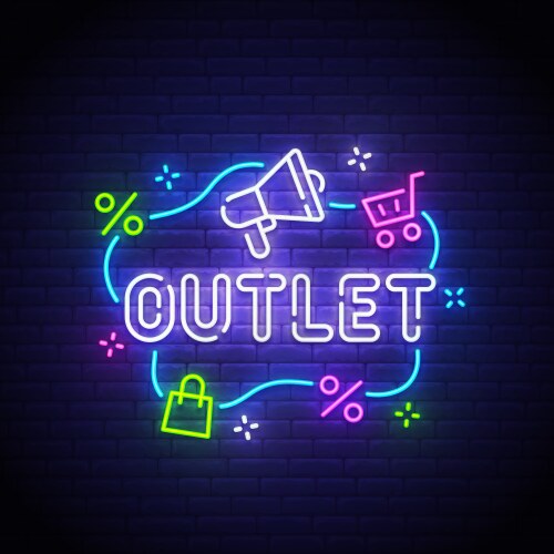 Outlet neon sign logo vector image