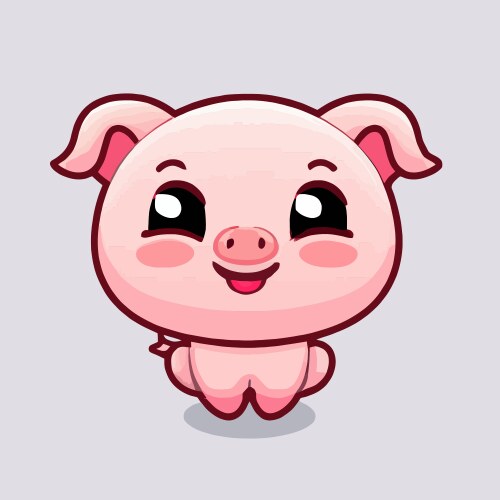 Cute pig kawaii chibi drawing style vector image