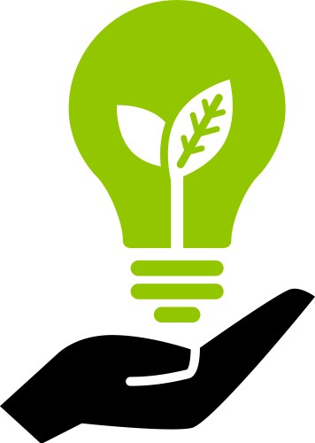 Green ecology bulb on hand vector image