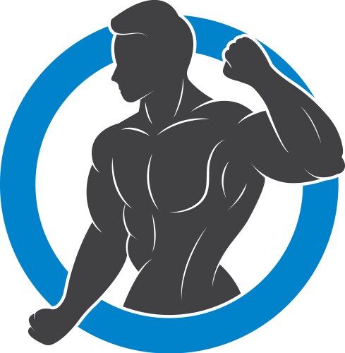 bodybuilder logo template object and icons vector image