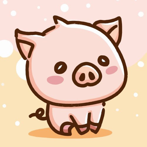 Cute pig kawaii chibi drawing style vector image