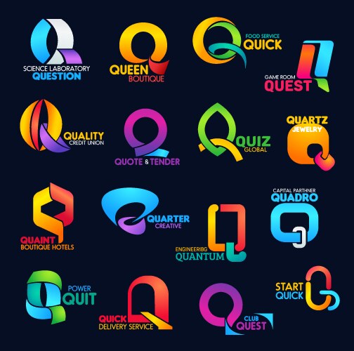 Q letter corporate identity business font icons vector image