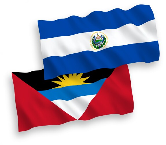 Flags of republic el salvador and antigua vector image