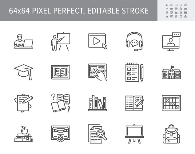 Online education line icons vector image