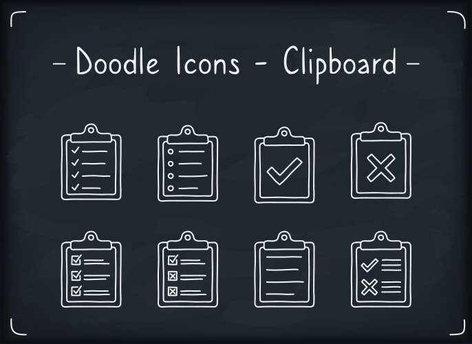 Clipboard doodle icons vector image