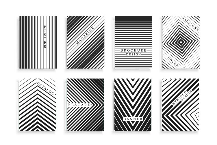 Collection of halftone striped covers templates vector image