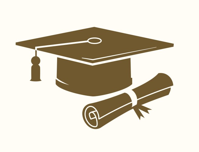 Graduation cap and diploma vector image