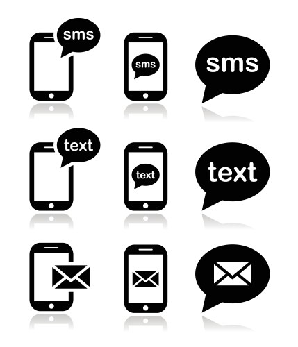 Mobile sms text message mail icons set vector image