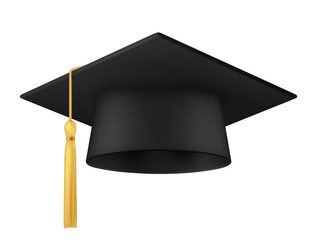 Black graduate cap with tassel 3d student hat vector image