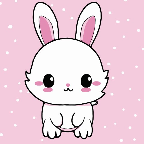 Cute rabbit kawaii chibi drawing style vector image