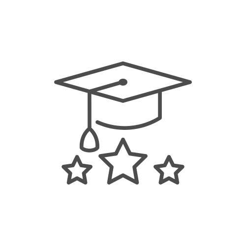 Graduation cap line outline icon vector image